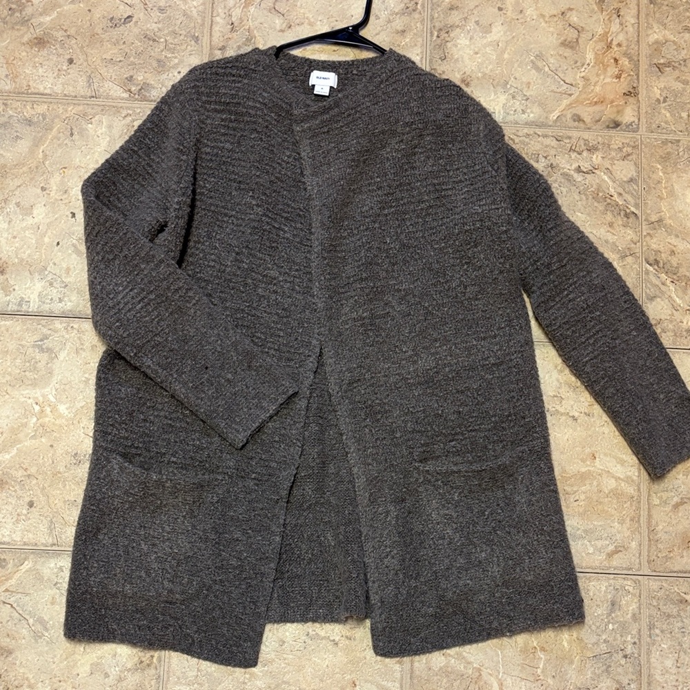 Old Navy Gray Long Open Front Cardigan Medium